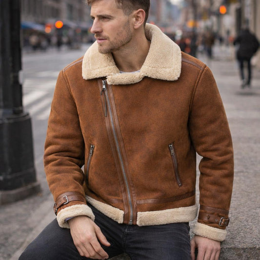 Giubbotto Aviatore in Eco-Pelle con Interno in Sherpa – Stile Premium Invernale